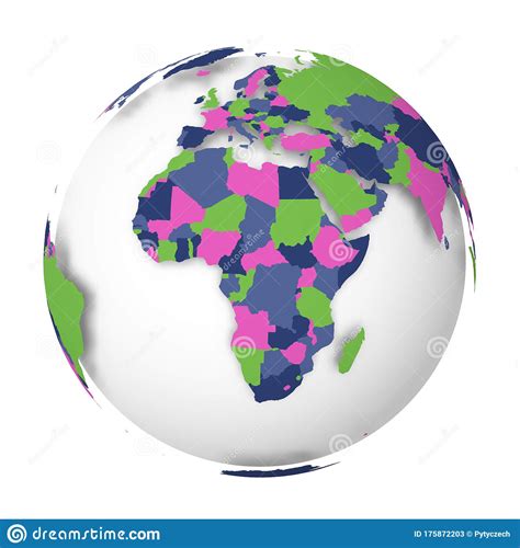 Blank Political Map Of Africa 3d Earth Globe With Colored Map Vector