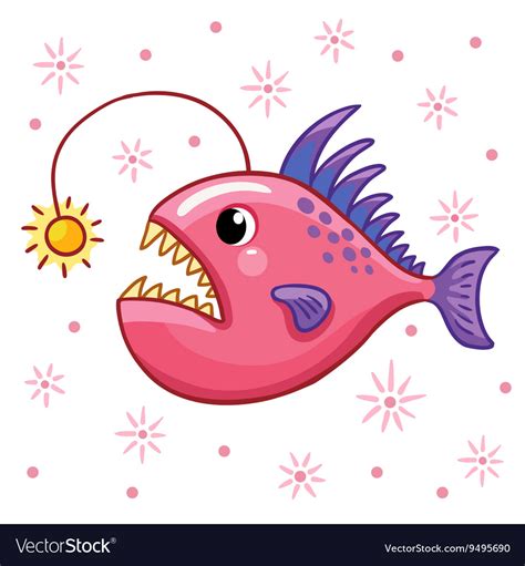 Cartoon Angler Fish Royalty Free Vector Image Vectorstock