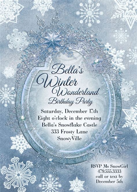 Winter Wonderland Party Winter Snowflake Invitation Winter Etsy