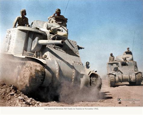 Us Army 1st Armored Divisions M3 Tanks In Tunisia November 1942