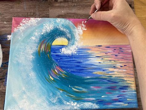 Wave Painting Step By Step Acrylic Tutorial For Beginners Wave