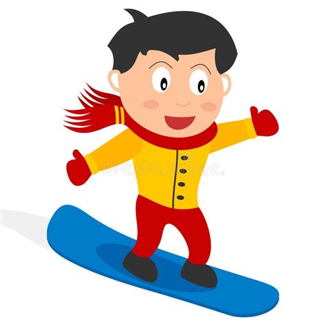 Boy Riding A Snowboard Isolated On White Stock Vector Illustration Of