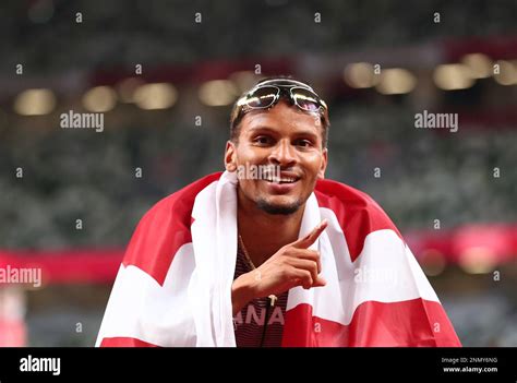De Grasse Andre Of Canada Reacts After Winning Athletics Men S 200m Final In Tokyo Olympic Games