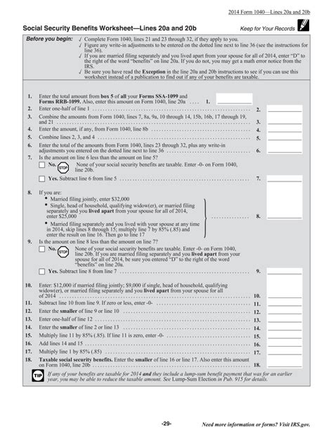 Irs Instruction 1040 Line 20a And 20b 2014 Fill Out Tax Template Online
