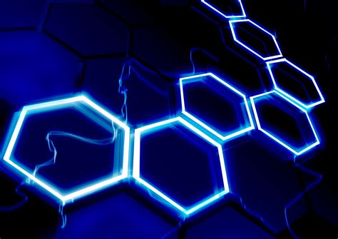 Download Shapes Cgi 3d Blue Light Abstract Hexagon 4k Ultra Hd