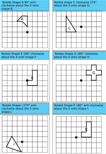 Transformations Rotations Differentiated Worksheets Teaching Resources