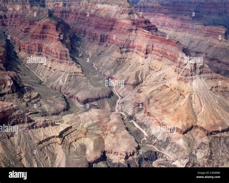 Aerial View Grand Canyon Arizona Usa Showing Strata And Geology And