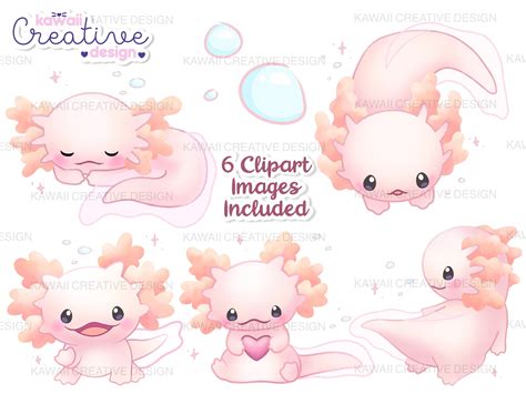 Kawaii Svg Clip Art Axolotl Pink Digital Download Commercial Use Kawaii