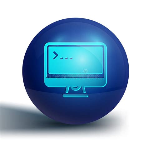 Blue Computer Monitor Screen Icon Isolated On White Background