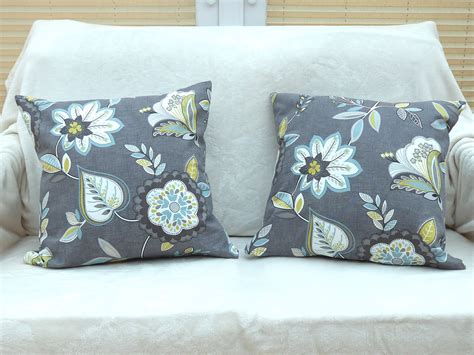 Grey Floral Cushion Cover Top Quality Fabric With Zip Etsy