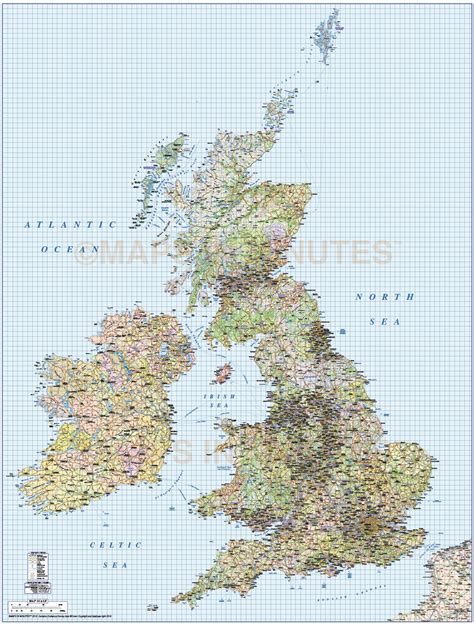 British Isles 1st Level Political Road And Rail Map 750000 Scale In