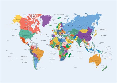 Buy World Map In Bright Colors Wallpaper
