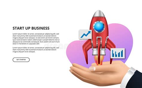 3d Rocket Launch Concept For Start Up Business Product Stock