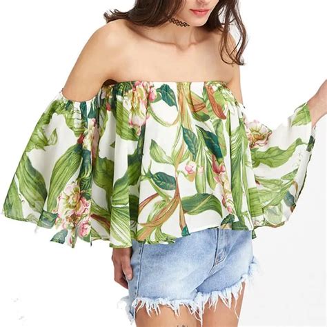 Buy Sexy Off Shoulder Blouses Women 2018 New Puff