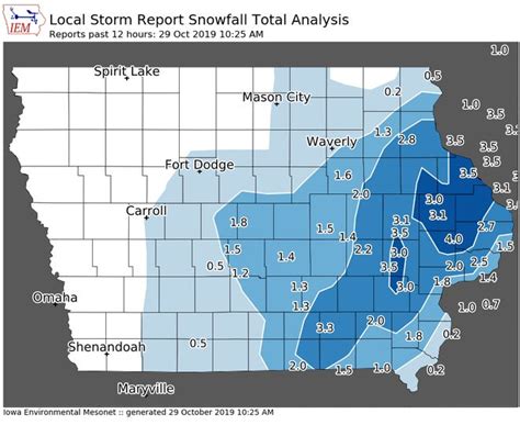 Iowa Snowfall Totals For Oct 28 2019 How Much Did Your Area Get