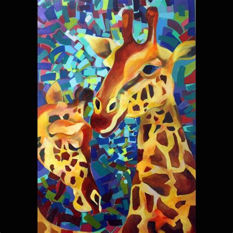 Items Similar To Giraffe Painting Colorful Abstract Art Home