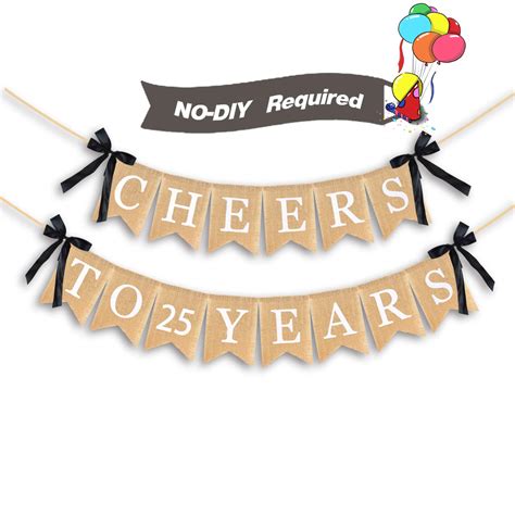 Buy Aerzetix Cheers To 25 Years Burlap Bunting Banner Happy 25 Years