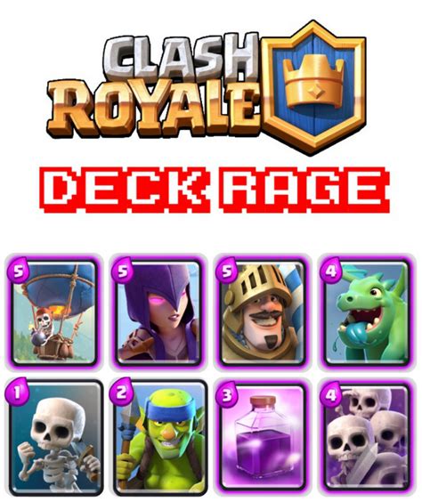 With its relatively low cost in elixir, this deck allows you to quickly apply pressure with the royale giant while keeping him alive with the support of the fisherman and hunter! Deck Rage (Arène 3 et +) - Astuces et guide Clash Royale ...