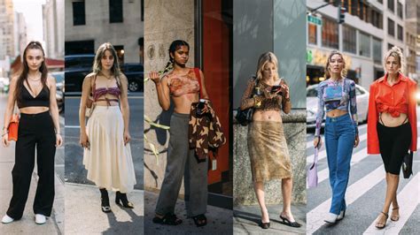 The Street Style Crowd Wore Midriff Baring Going Out Tops On Day 1 Of
