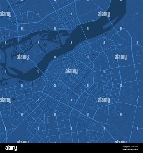 Detailed Vector Map Poster Of Harbin City Administrative Area Blue