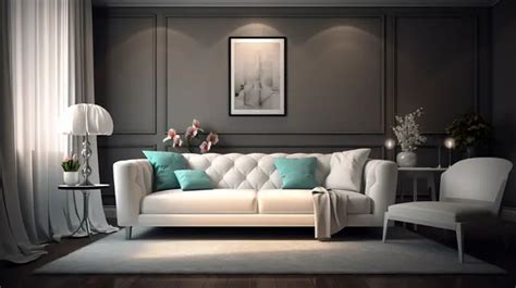 A Grey Couch Background Living Room Architecture Advertisement