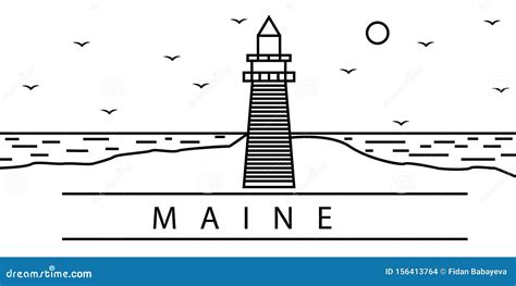 Maine City Line Icon Element Of Usa States Illustration Icons Stock