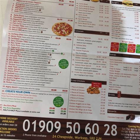 Menu At Pizza Milano Restaurant Worksop