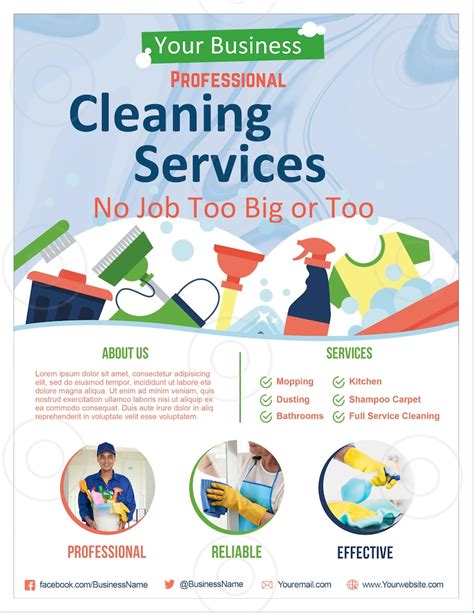 Editable Cleaning Services Flyers Template Printable Etsy