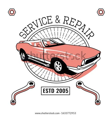 Retro Car Service Sign Vintage Vehicle Stock Vector Royalty Free