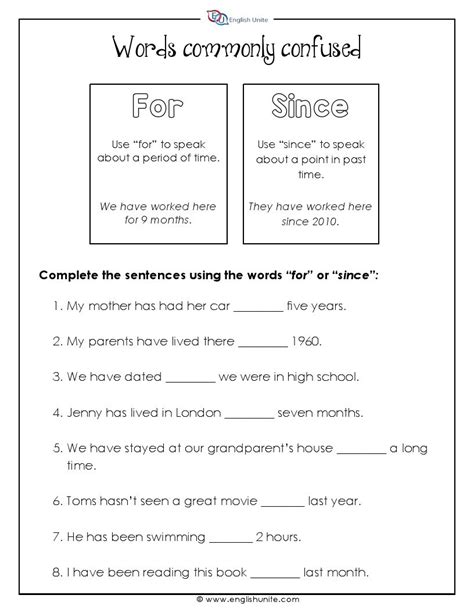 Commonly Confused Words Worksheet