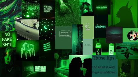 Dark Green Aesthetic Collage Laptop Wallpaper Tourolouco