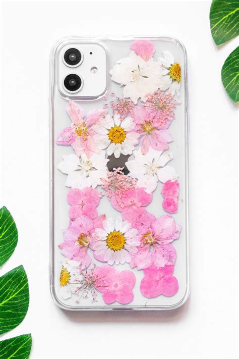 Handmade Pressed Flower Iphone Bumper Cases With Real Pressed Pink