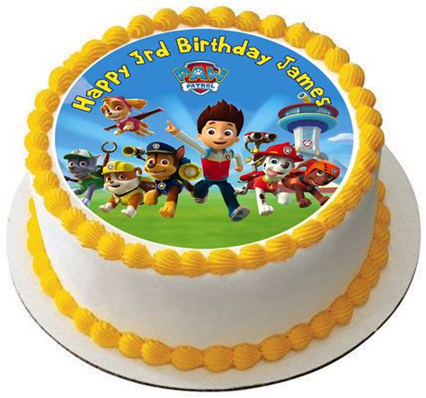 Paw Patrol Personalised Personalized Cake Topper Icing Sugar Paper 75