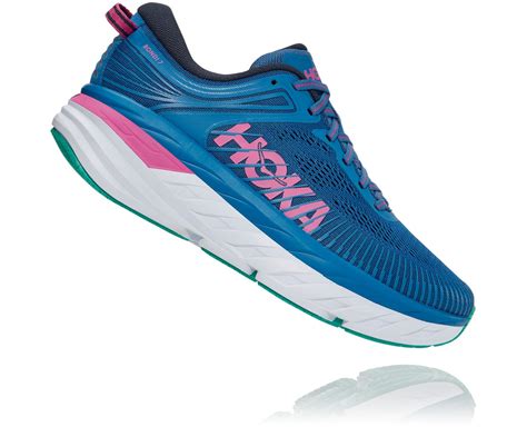Hoka One One Bondi 7 Running Shoes Women Vallarta Bluephlox Pink Uk