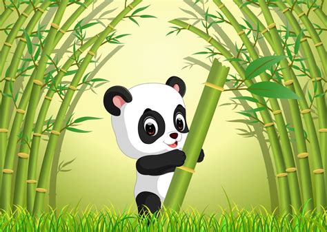 Cute Panda In A Bamboo Forest 10287345 Vector Art At Vecteezy