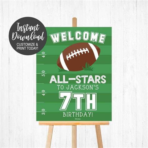 Welcome Party Sign Field Football First Birthday Welcome Etsy