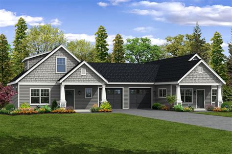 One Story Duplex House Plans With Garage In The Middle Amazing Ideas