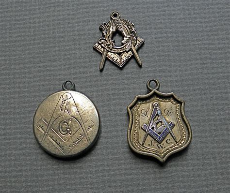 Lot Of 3 Masonic Watch Fobs Engraved 1912 Locket Enamel Scenic Gold