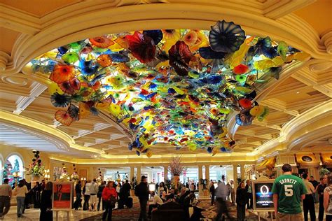 Ceiling Made Of Glass Flower Sculptures At The Bellagio In Las Vegas