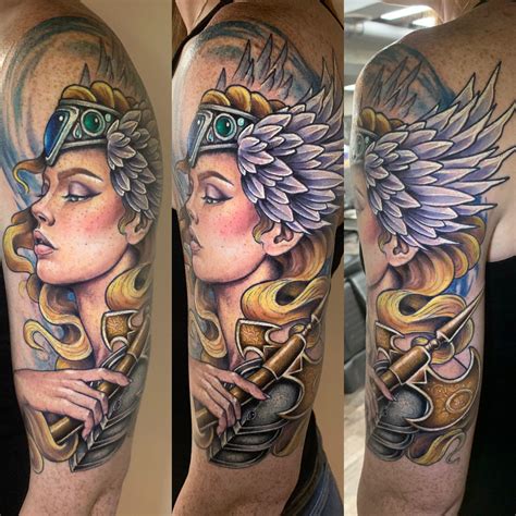 My finished Valkyrie (the first part of my Norse themed sleeve) done by