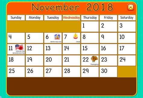 Starfall Calendar November 2020