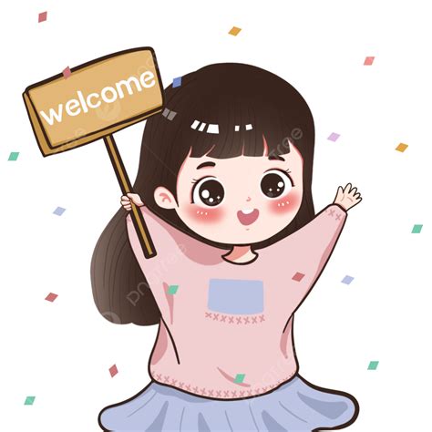Cute Girl Welcome Welcome Girl Cute Png Transparent Clipart Image