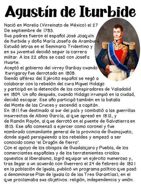 Biografía Agustín De Iturbide NaciÛ En Morelia Virreinato De MÈxico