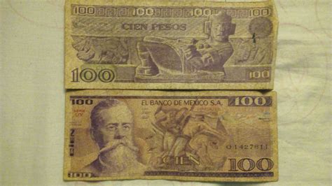 Billetes antiguos de México valor de 100 pesos año 1981 Billetes