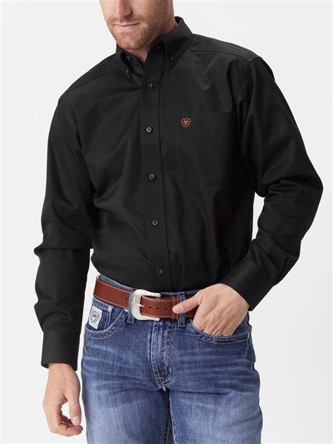 ariat men s solid twill long sleeve western shirt riding warehouse