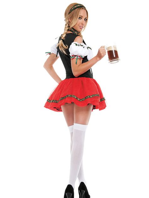 Halloween Kostüm Bier Mädchen Kostüm Schwarz Rot Choker Dress Set Ferien Kostüme Oktoberfest