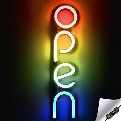 Vertical Led Neon Open Sign For Business Red Yellow Green Blue