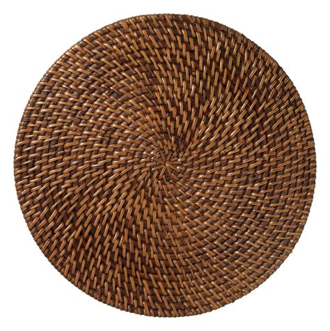 Round Rustic Brown Rattan Outdoor Patio Table Placemats Set Of 6