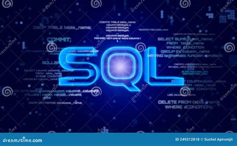 Sql Word And Sql Statements Structured Query Language Code On A Blue
