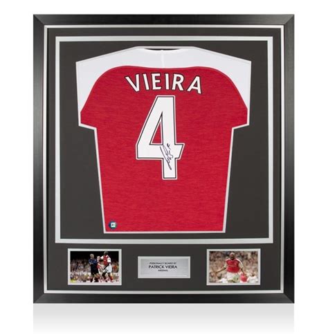 Pre Framed Patrick Vieira Signed Arsenal Shirt Number 4 Premium Framed Genuine Signed Sports